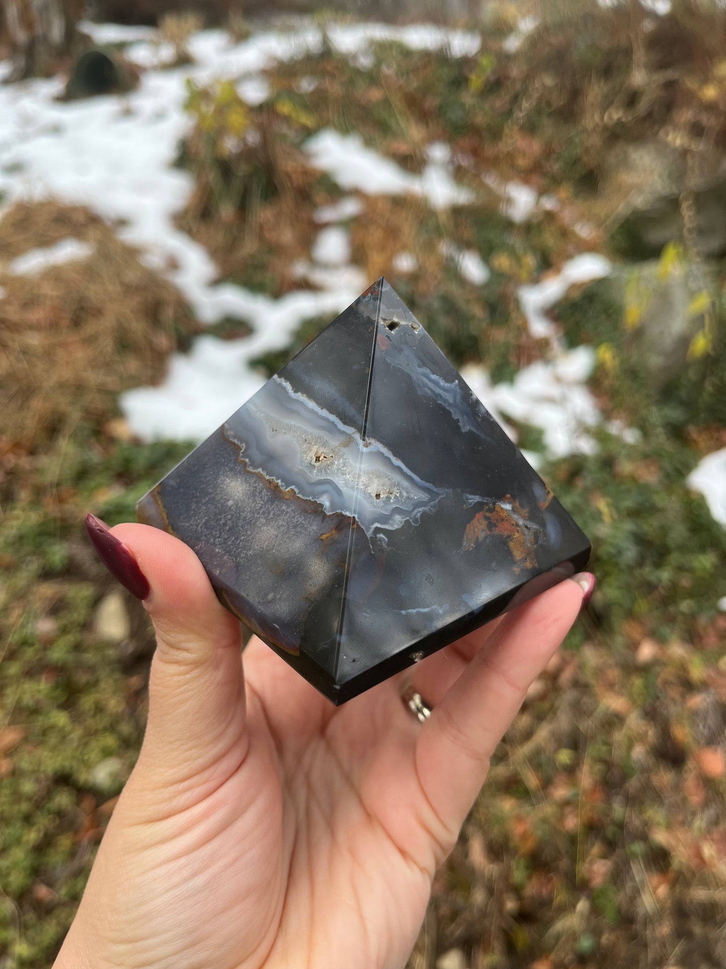 Black Zebra Agate Pyramid