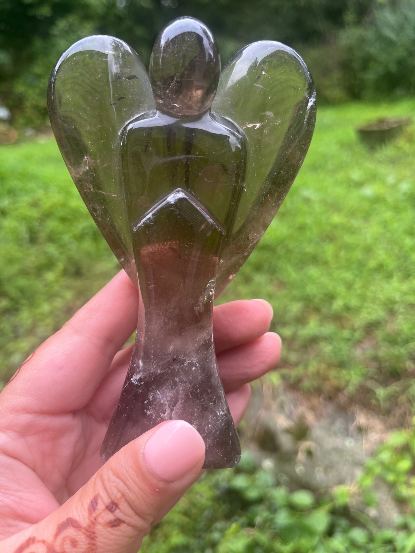 Smoky Quartz Angel Carving