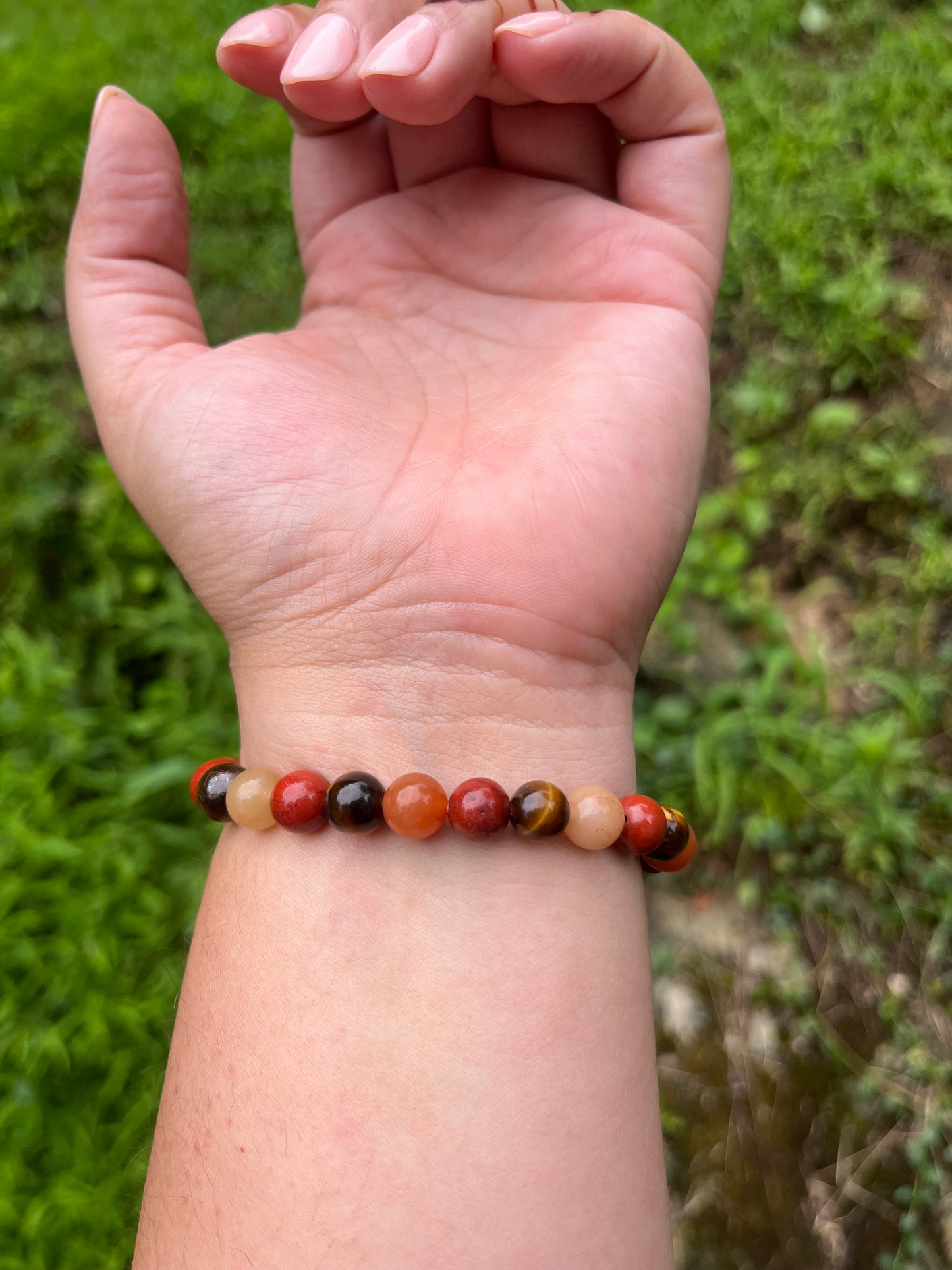 Tiger’s Eye, Red Jasper and Peach Adventurine Bracelet