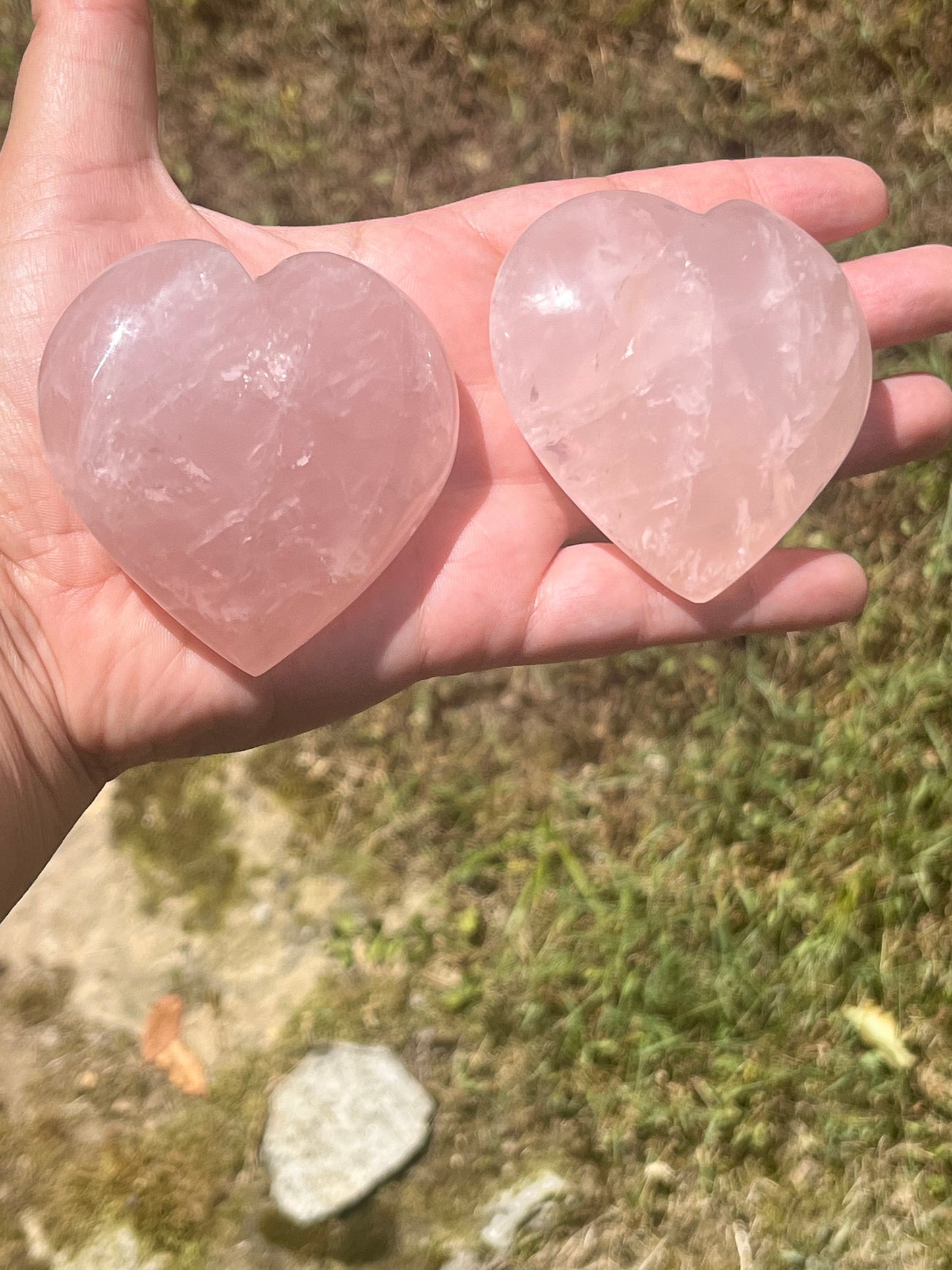 Large Puffy Rose Quartz Hearts