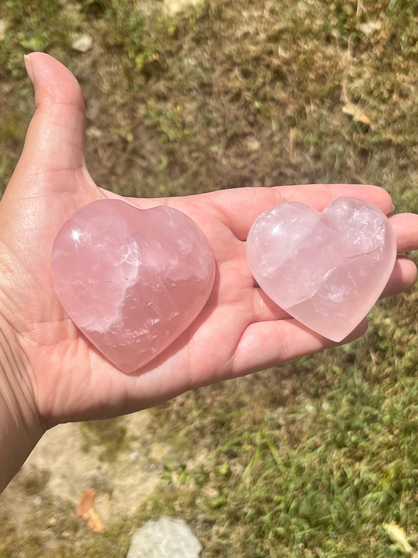 Large Puffy Rose Quartz Hearts