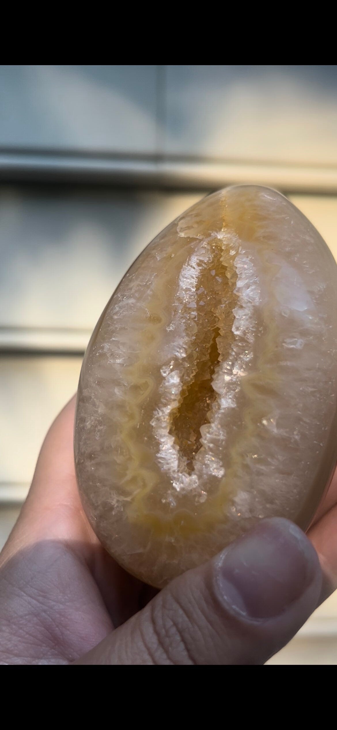 Yellow Druzy Agate Egg