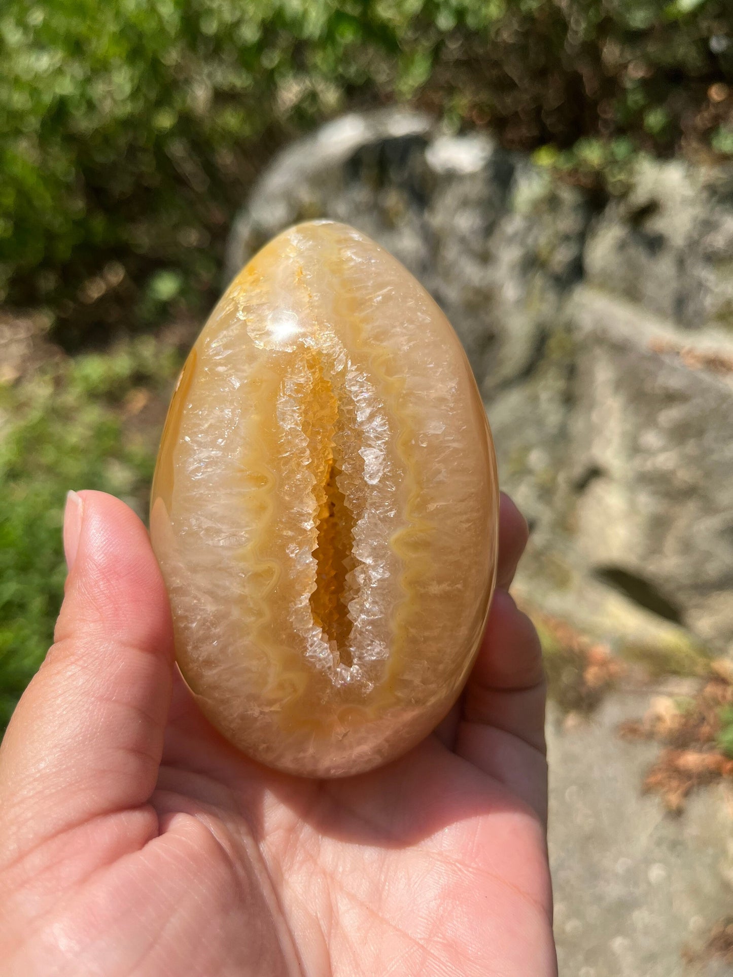 Yellow Druzy Agate Egg