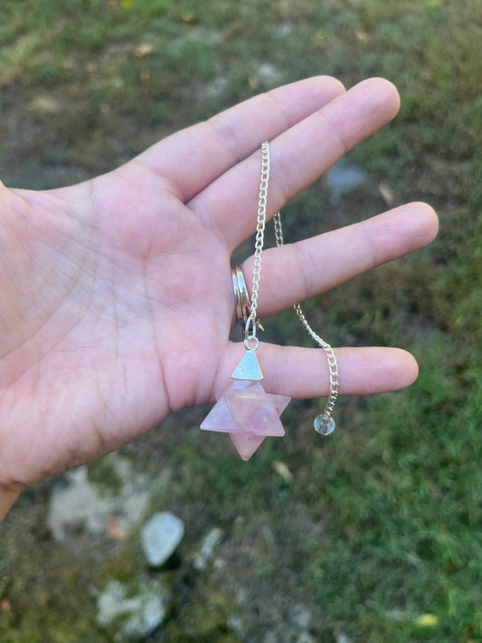 Rose Quartz Merkaba  Pendulum