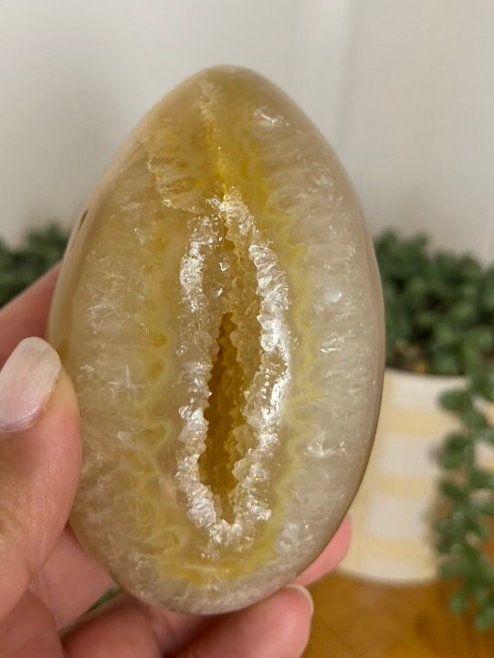 Yellow Druzy Agate Egg