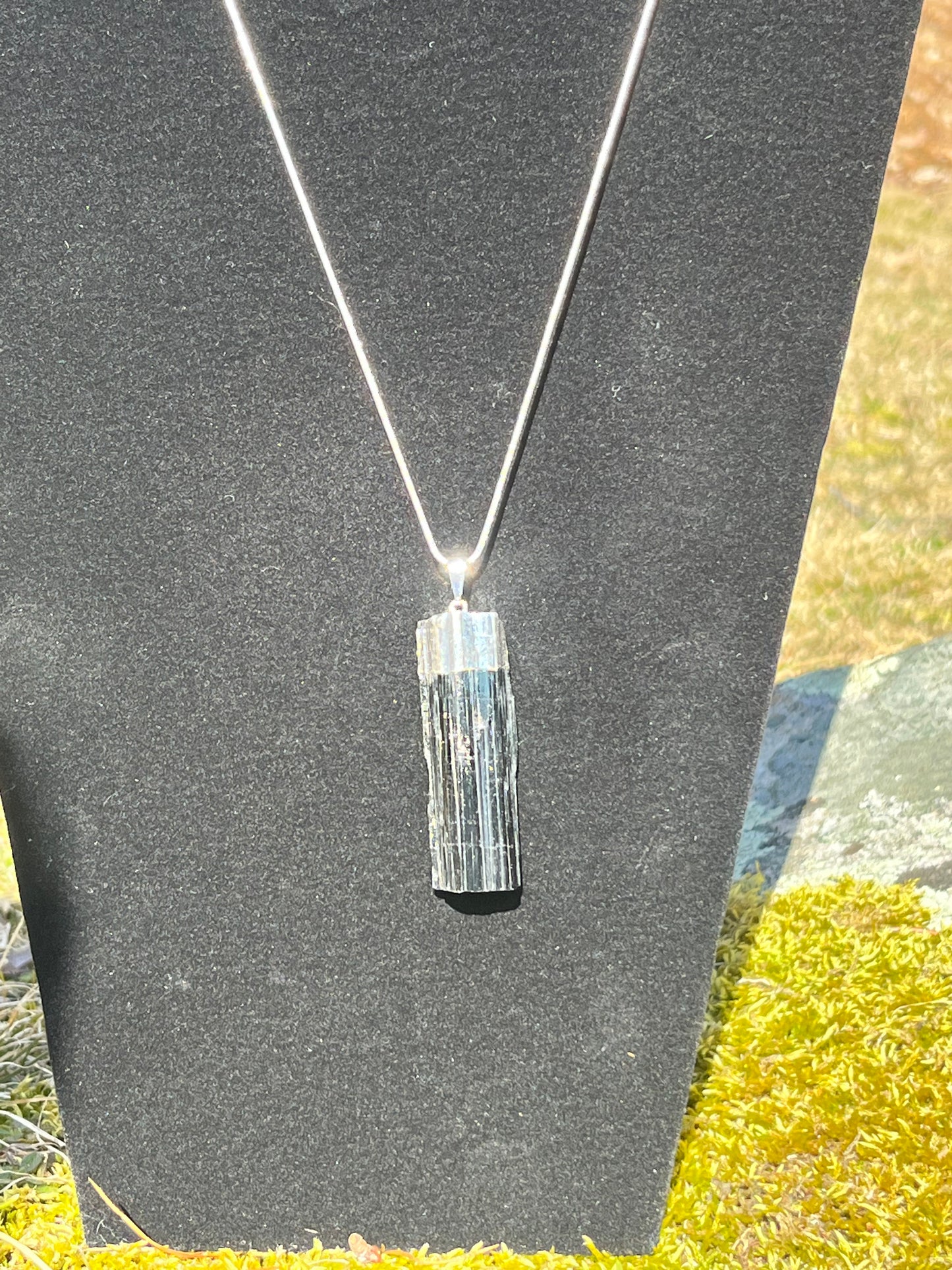 Raw Tourmaline Pendant with Necklace