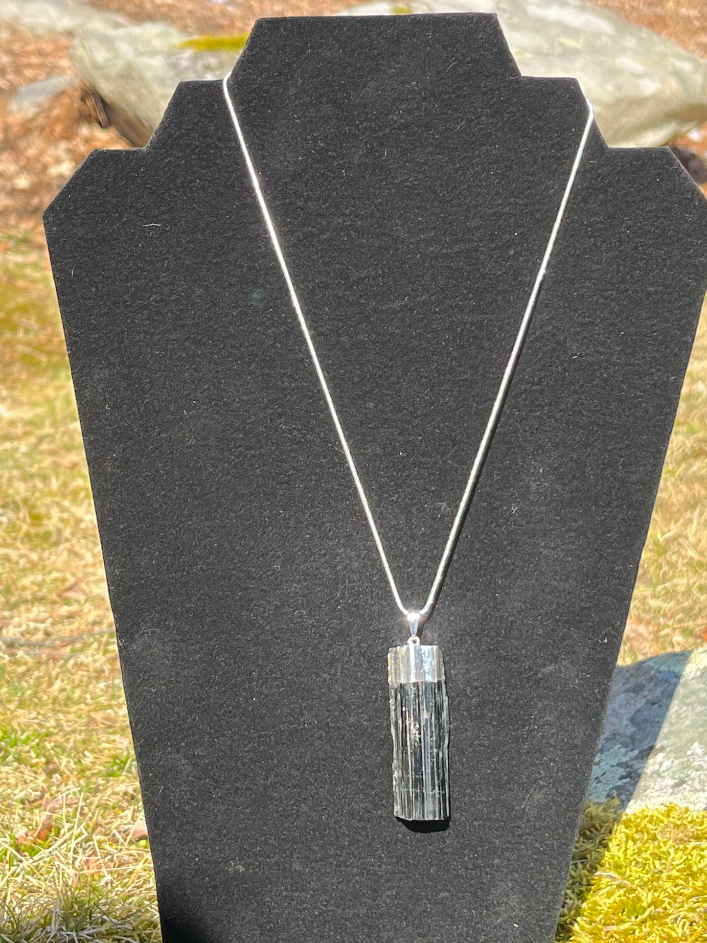 Raw Tourmaline Pendant with Necklace