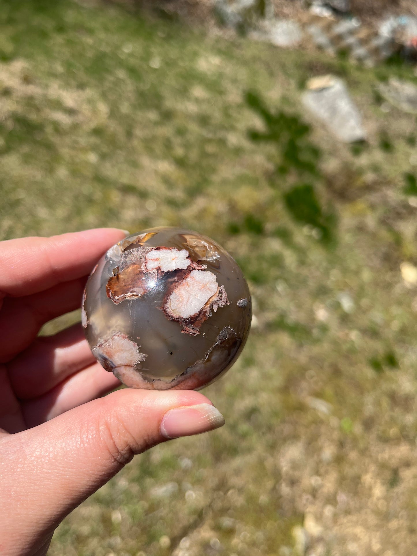 Carnelian Flower Agate Sphere